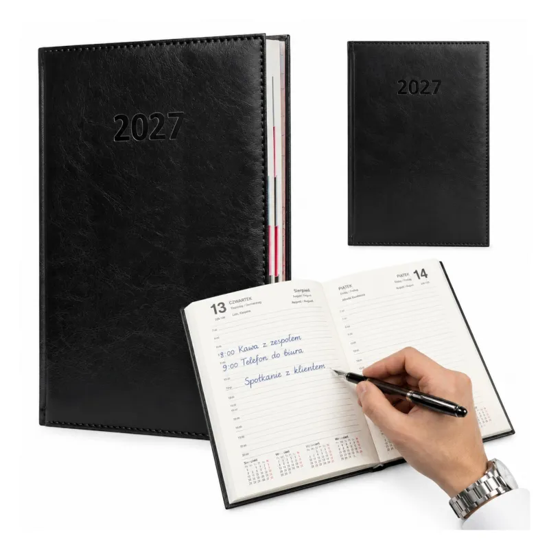 Kalendarz 2027 Agenda A4 Dzienny Czarny 1601