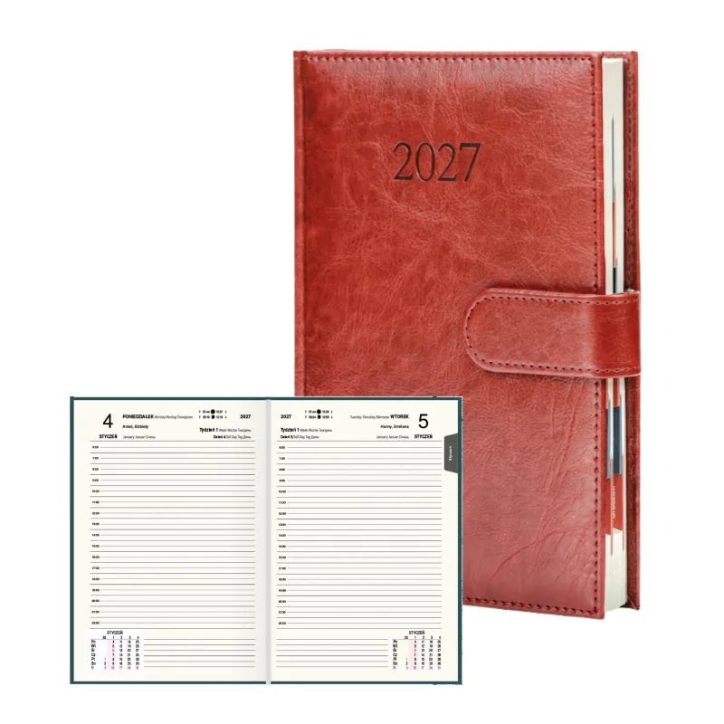 Kalendarz 2027 Business Premium A5 Dzienny Bordowy 2820
