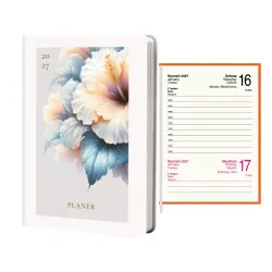 Kalendarz 2027 Photo Gloss A6 Dzienny Niebieskie kwiaty 3032