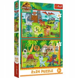 Puzzle - 2x24  - Małe dinozaury FSC Mix