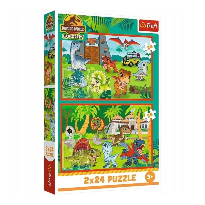Puzzle - 2x24  - Małe dinozaury FSC Mix