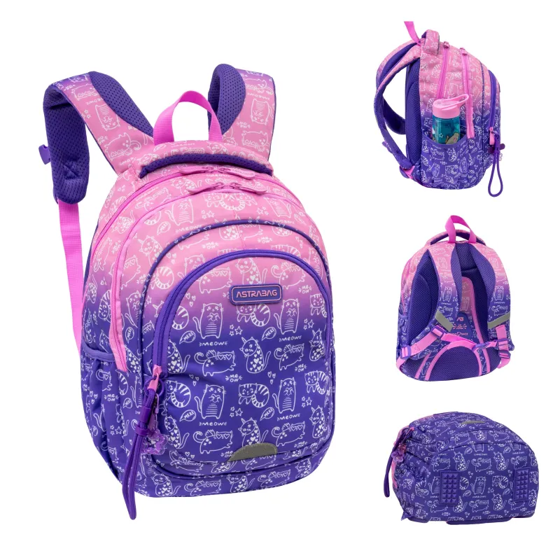 Plecak Dziewczęcy 3-komorowy Różowy AB330 KITTY Astrabag