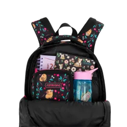 Plecak Dziewczęcy 3-komorowy Czarny AB330 FLOWER CAPY Astrabag