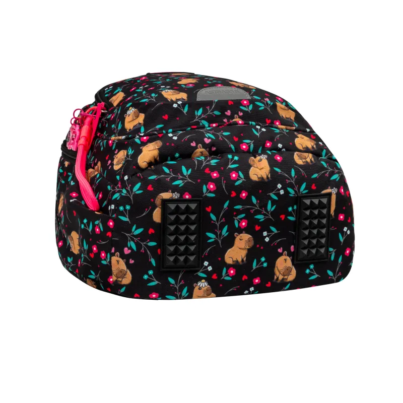 Plecak Dziewczęcy 3-komorowy Czarny AB330 FLOWER CAPY Astrabag