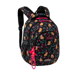 Plecak Dziewczęcy 3-komorowy Czarny AB330 FLOWER CAPY Astrabag
