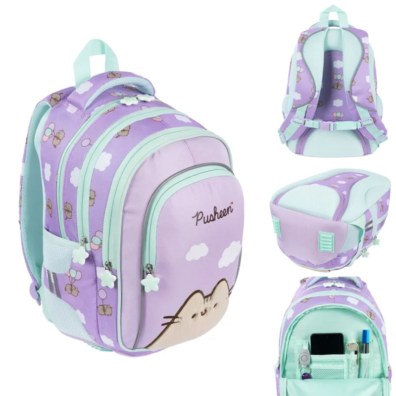 Plecak Szkolny Dziewczęcy 4-komorowy St. Right Fioletowy PUSHEEN VIOLET