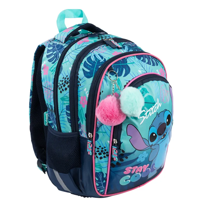 Plecak Szkolny Dziewczęcy 4-komorowy St. Right Niebieski STITCH STAY COOL
