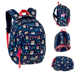 Plecak Szkolny Dziewczęcy 3-komorowy Astrabag Granatowy Dear Puppy