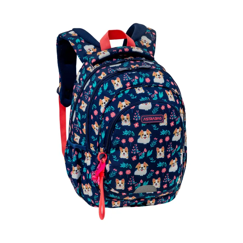 Plecak Szkolny Dziewczęcy 3-komorowy Astrabag Granatowy Dear Puppy