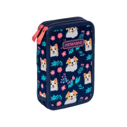 Dziewczęcy Piórnik 2-komorowy z Wyposażeniem Niebieski Dear Puppy Astra