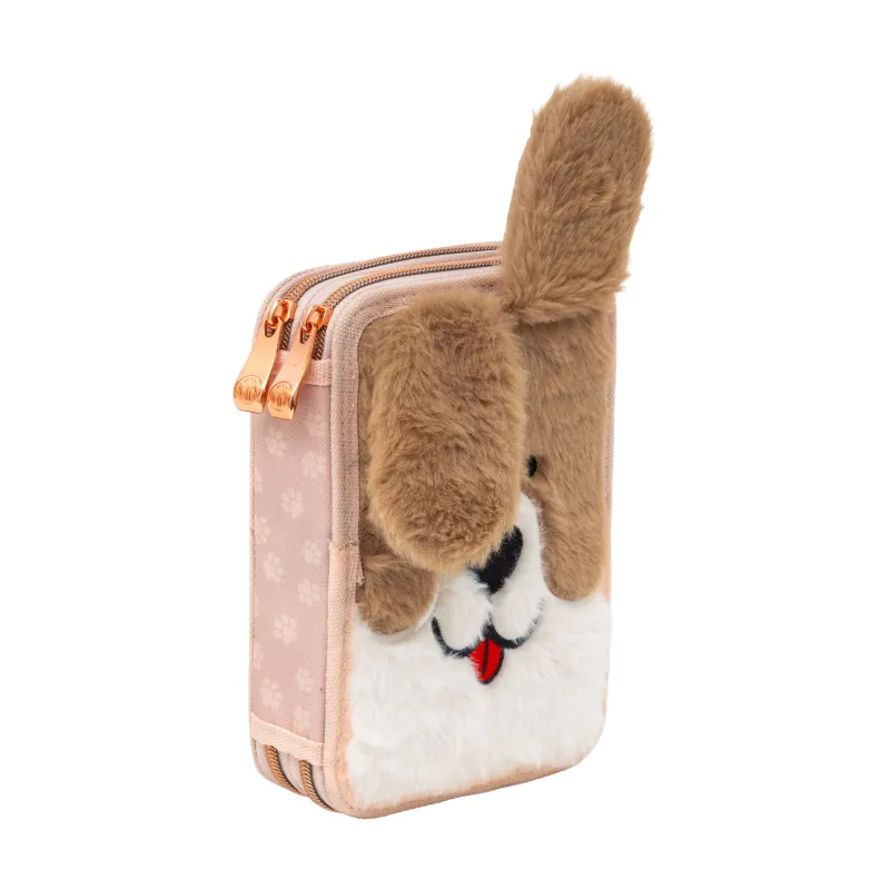 Dziewczęcy Piórnik 2-komorowy z Wyposażeniem Niebieski FLUFFY PUPPY Astra