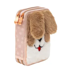 Dziewczęcy Piórnik 2-komorowy z Wyposażeniem Niebieski FLUFFY PUPPY Astra