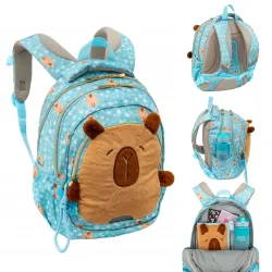 Plecak Szkolny Dziewczęcy 3-komorowy Astrabag Niebieski FLUFFY CAPY