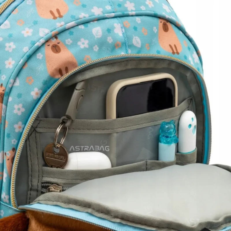 Plecak Szkolny Dziewczęcy 3-komorowy Astrabag Niebieski FLUFFY CAPY