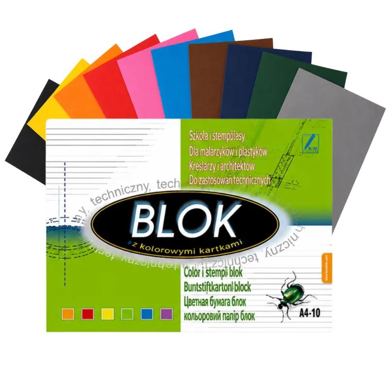 Blok Techniczny z Kolorowymi Kartkami A4 10 kartek 170 g Kreska