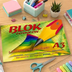 Blok Techniczny z Kolorowymi Kartkami A3 10 Kartek 170 g Kreska