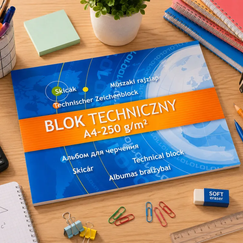 Blok Techniczny z Białymi Kartkami A4 10 Kartek 250 g Kreska