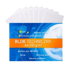 Blok Techniczny z Białymi Kartkami A4 10 Kartek 250 g Kreska