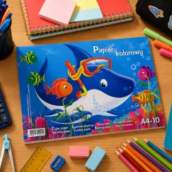 Zeszyt Papierów Kolorowych z Połyskiem A4 10 Kartek Kreska