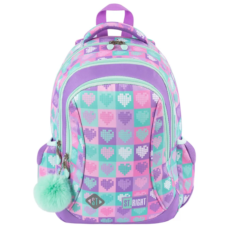 Plecak Szkolny 3-komorowy St. Right Różowy BP-26 CANDY HEARTS