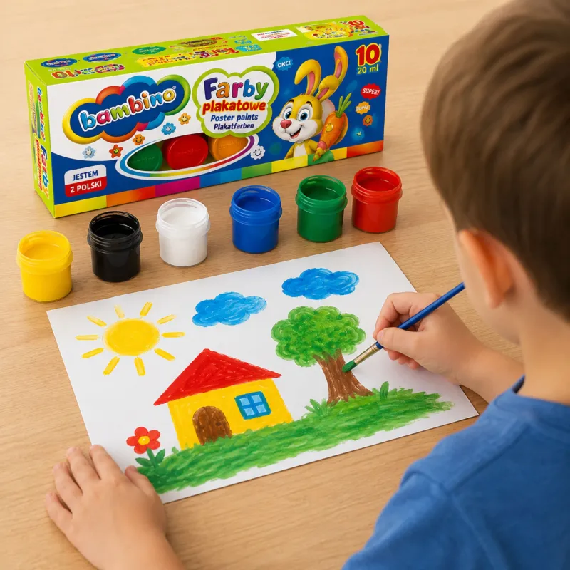 Farby Szkolne Plakatowe 10 kolorów Bambino